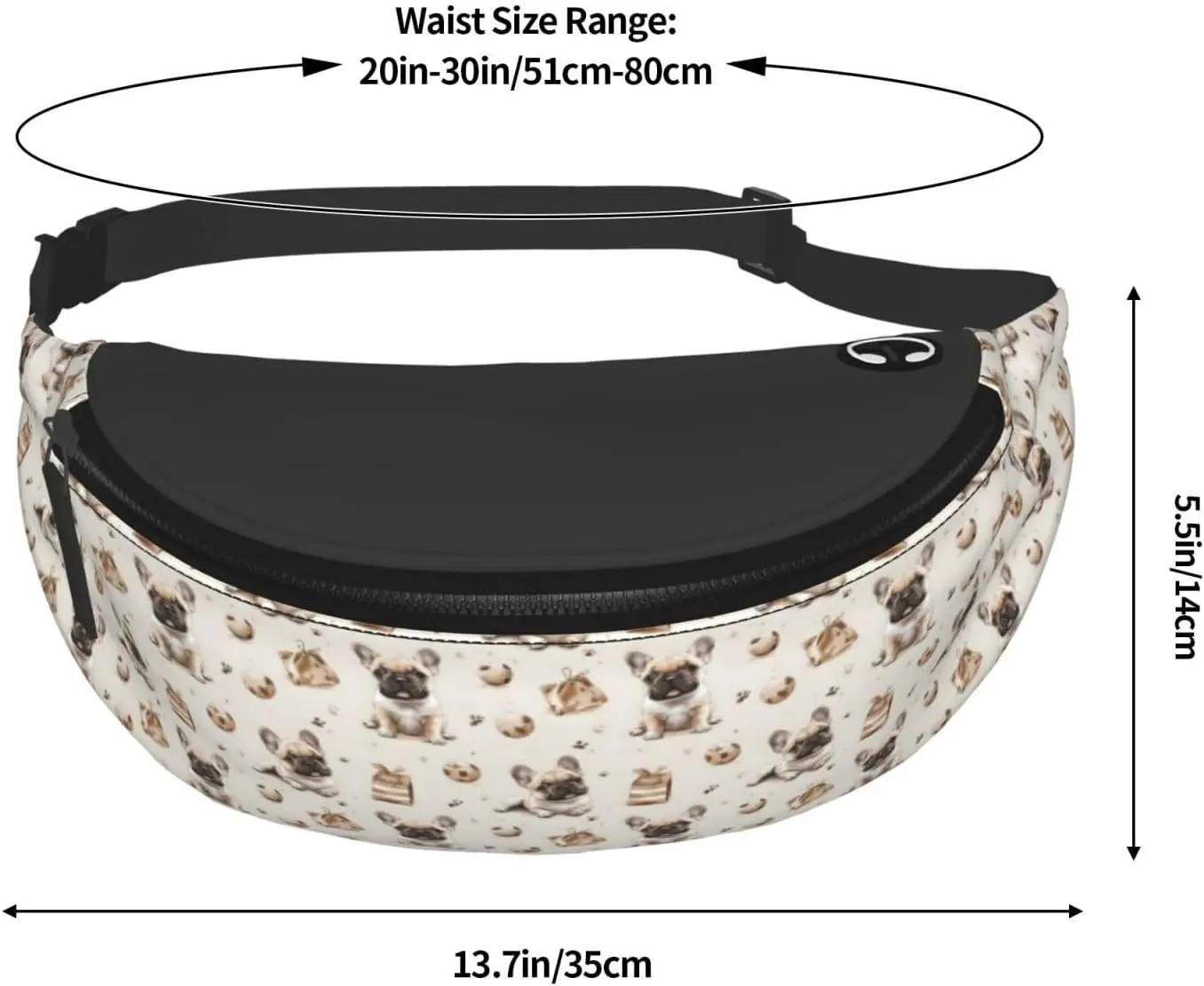 Crossbody Fanny Packs for Women Men - Cute Dog Soccer Print Lightweight Running Waist Bag Travel Belt Bag