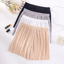 150Kg Large Size Women's Summer Ice Silk High Waist Safety Shorts 2XL 4XL 6XL 8XL Leggings Anti-Empty Shorts Black White