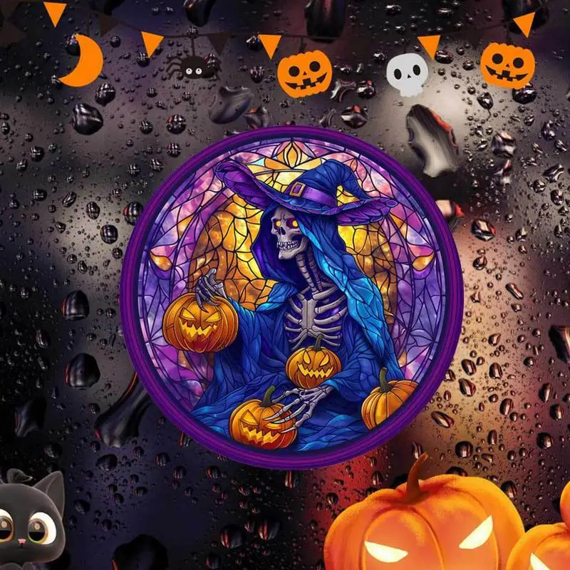 Halloween Window Stickers Waterproof Halloween Skull Window Sticker Oil-proof Reusable Electrostatic Window Decal For Glass Door