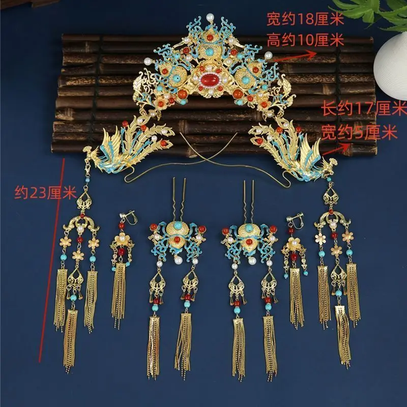 زي القديمة ملابس هانفو الصينية الطراز القديم سلالة مينغ فينيكس تاج خطوة تهز شرابة دبوس الشعر إكسسوارات الشعر #5