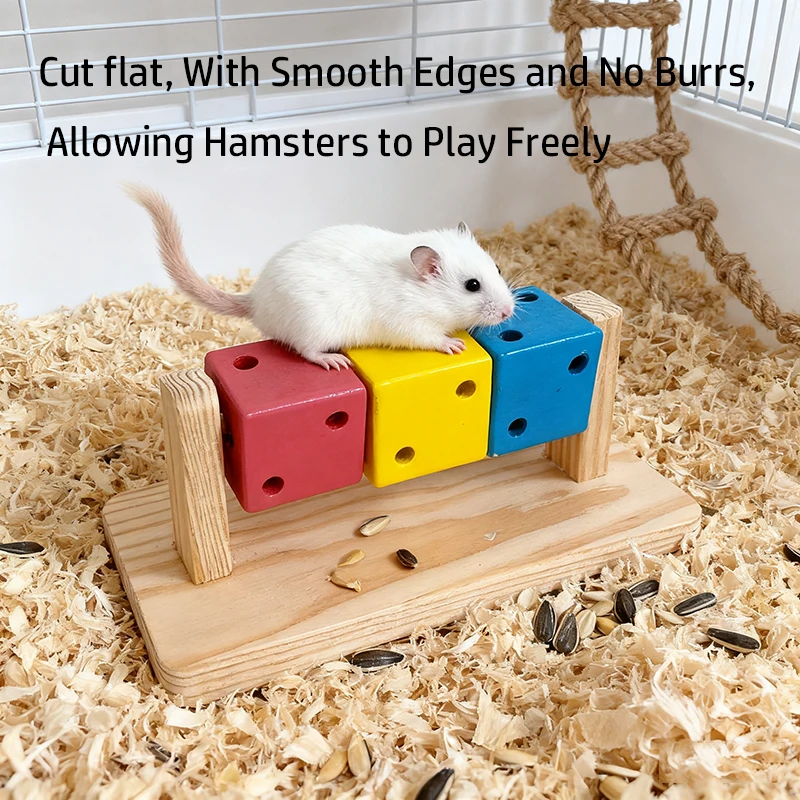 Divertente criceto cubo magico giocattolo da masticare in legno esercizio allenamento intelligente blocco di legno colorato per piccoli animali criceti sport