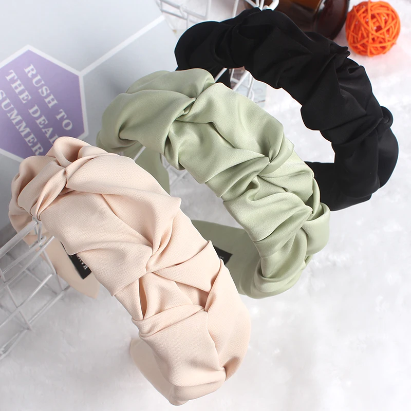 New Pleated Monochrome Personalized Hair Band Fashionable And Versatile Candy Color Face Wash Headband Hair Accessories