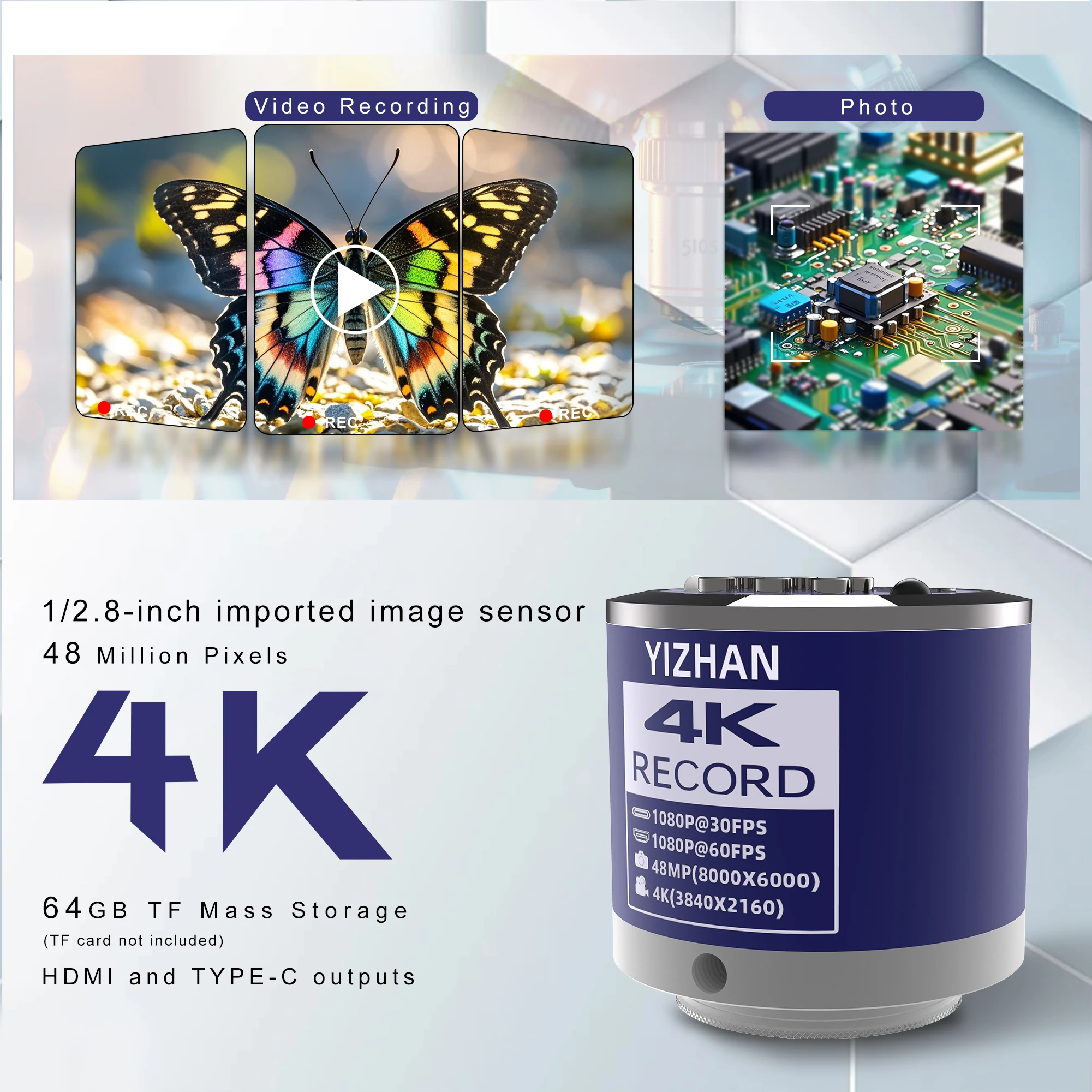 Промышленный микроскоп 4K Full HD C-Mount, цифровая камера для сварки печатных плат, микроскоп для ремонта и пайки, телефон, Быстрая доставка