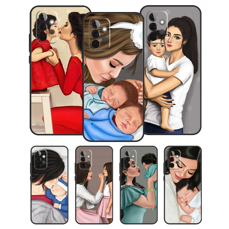 Baby Mother Brown Girl Family Case For Samsung Galaxy A51 A71 A52 A72 A12 A22 A32 A42 A50 A70 A21S A52S Phone Cover