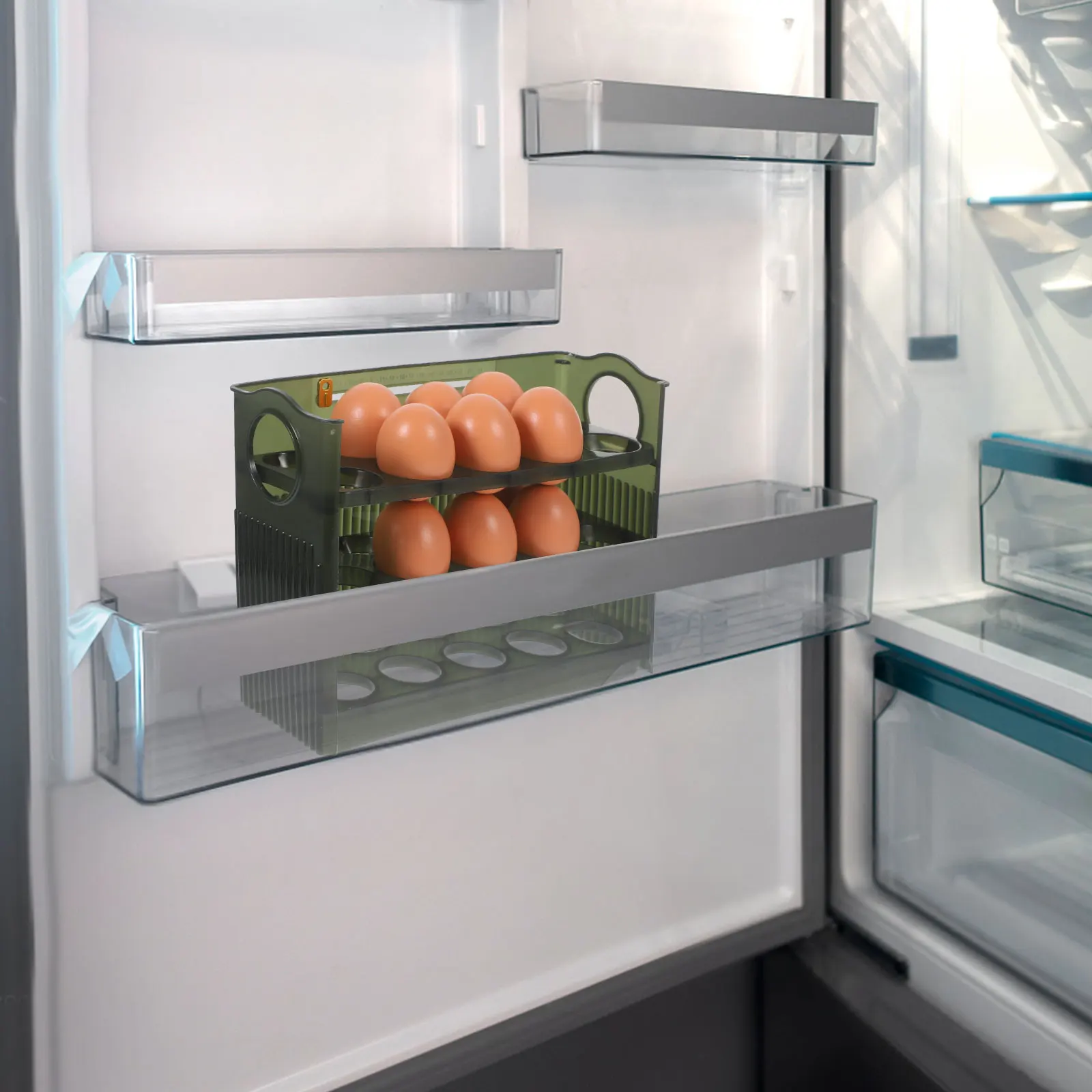 

3 Layers Refrigerator Egg Holder Stackable Egg Storage Stand for Fridge Door Keeps Eggs Organized in Kitchen Or Fridge