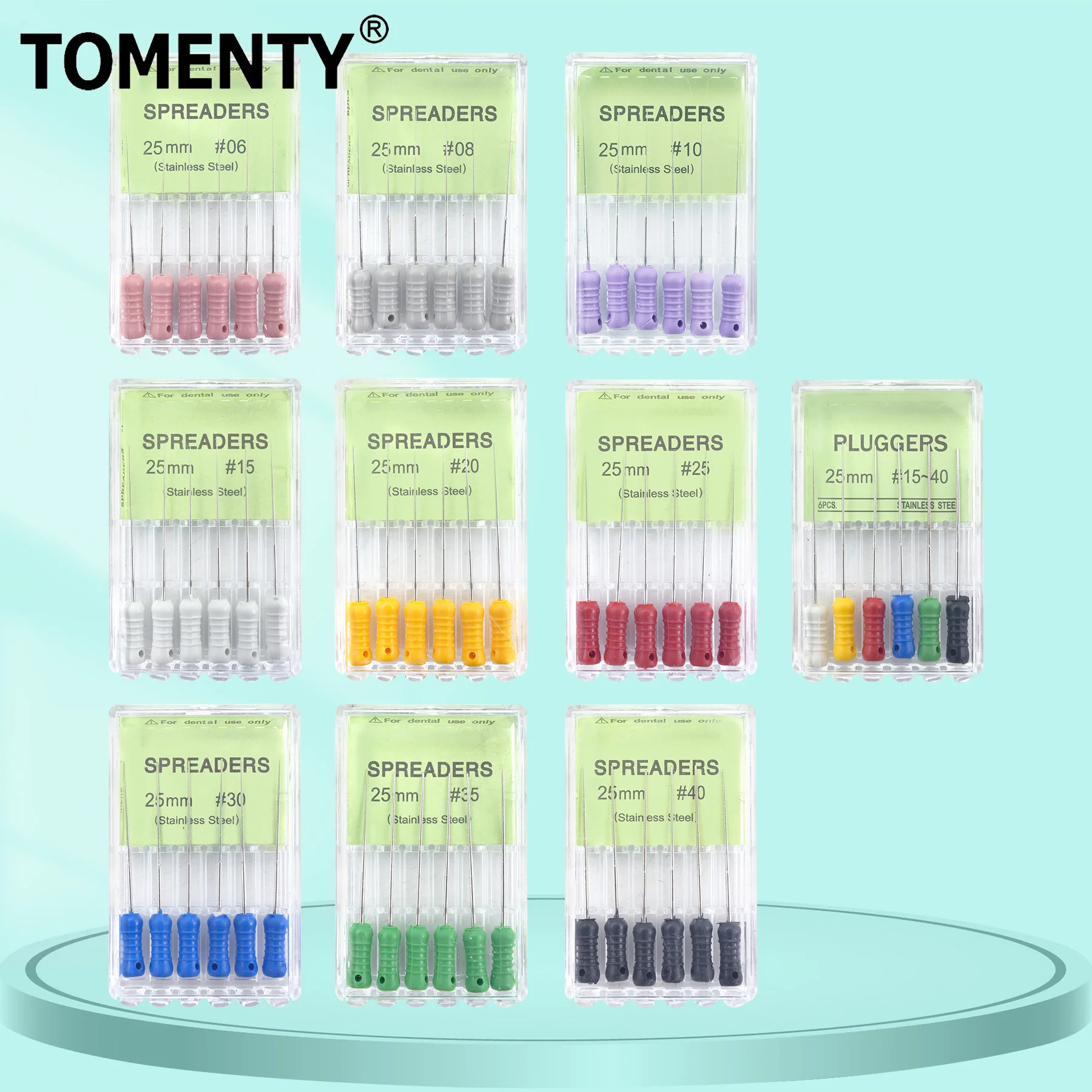 

6pcs/Box TOMENTY Dental Spreaders File 21/25mm Stainless Steel Hand Use Spreader for Root Cleaning Canal Files Dentistry Tools