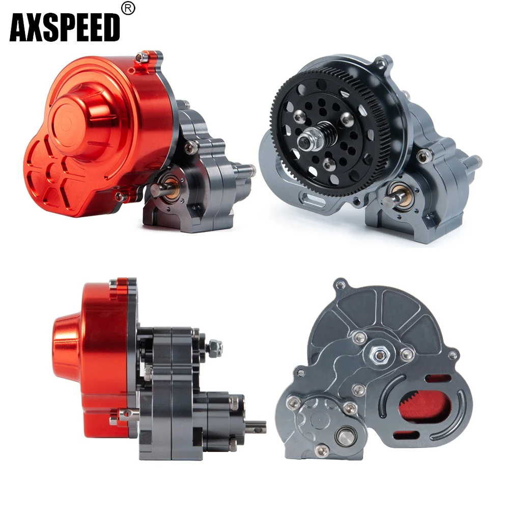 AXSPEED Metal Gearbox Gear Transmission with Gears for 1/10 RC Crawler Truck Axial SCX10  90027 SCX10 II 90046  Upgrade Parts