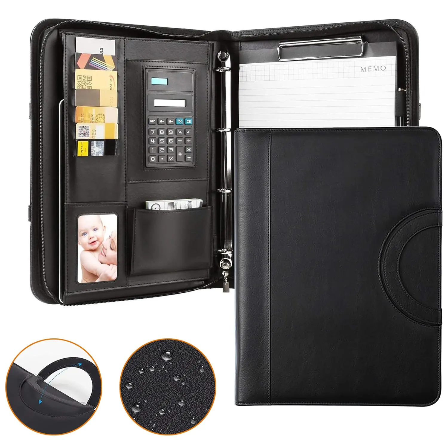 Russian Note Pad Zipped Portfolio Folder, Leather Padfolio Business Planner Notebook ...