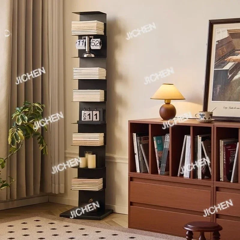 

JC Invisible Bookshelf Floor-to-ceiling Multi-layer Wrought Iron Shelf Corner Bookcase Nordic Bedroom Creative Shelf Living Room