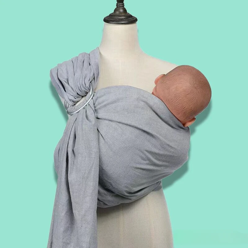 Double-ring Baby Sling Cotton and Linen Ring Sling Simple Front-hold Baby Carrier for Newborn Baby When Going Out