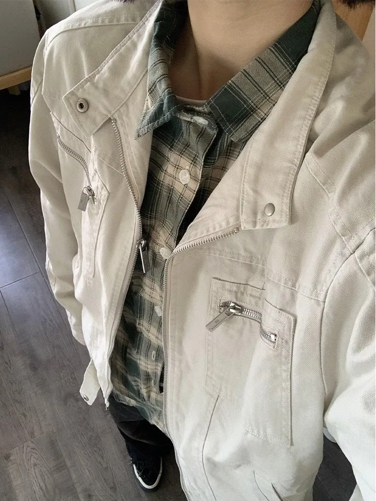 Retro Sle Zipper ort Baseball Jaet Colletto americano Capispalla autunnale per uomo Cappotto da lavoro aderente per giovani