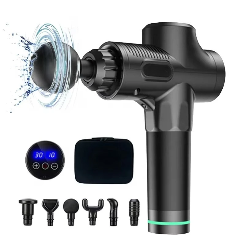 

Беспроводной ручной спортивный фасциальный пистолет-массажер, электрический ЖК-дисплей с сенсорным экраном, 30-скоростной вибрационный пистолет для тела, массажный пистолет для глубоких тканей мышц