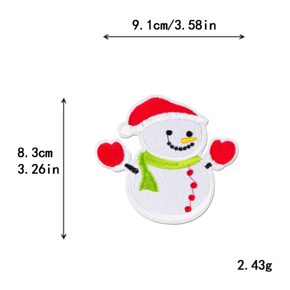 10pcs Christmas Patches Santa Snowman Embroidery Badge Iron On Clothing Appliques