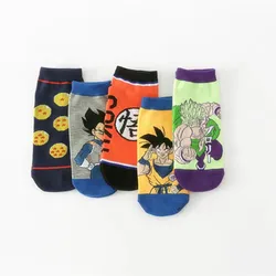 5 Pair Anime Dragon Ball Son Goku Vegeta Socks Men Hip Hop Print Skateboard Socks Personality Casual Cotton Short Cartoon Sock