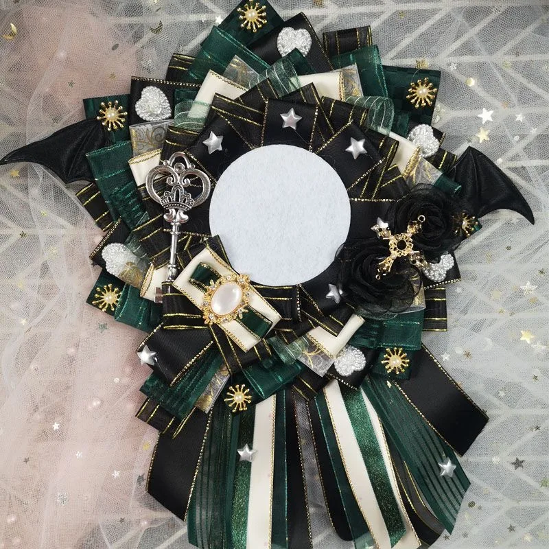 

Anime Itabag Black Green Badge Base Rosette Display 7cm Holder Ribbon Decoration Concert Light Stick Handmade Accessories