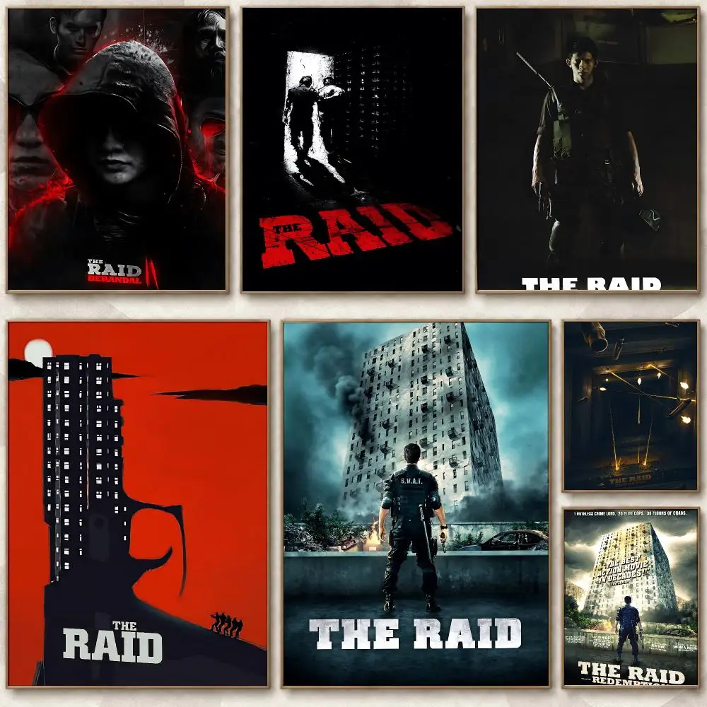 Sharp Movie The Raid Poster Chic Art Poster Self-Adhesive No Glue Residue for Bedroom Hallway
