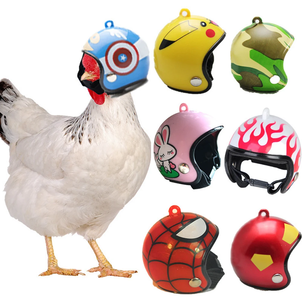 1Pc Chicken Helmet Small Pet Hard Hat Bird Quail Pigeon Hat Headgear Pet Bird Helmet DIY Cartoon Character Helmet Pet Supplies