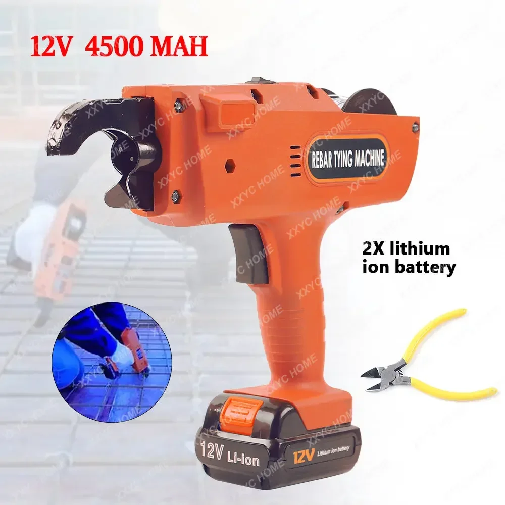 8-34mm Automatic Rebar Tier Tying Machine Handheld Strapping Binding Tool 2 Battery Portable 12V