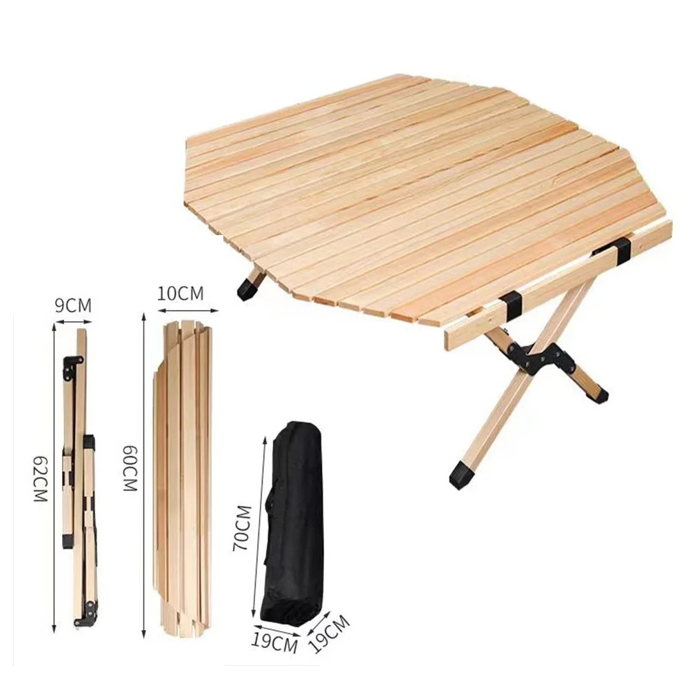 

High Quality Beech Octagonal, Omelet Table Outdoor Table Folding Self Driving Tour Portable Camping Picnic Tables/