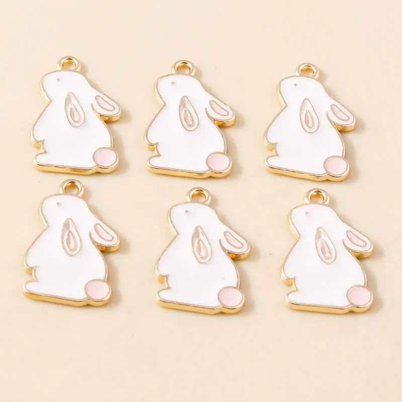 10pcs Enamel Mini Rabbit Charms for DIY Jewelry Making