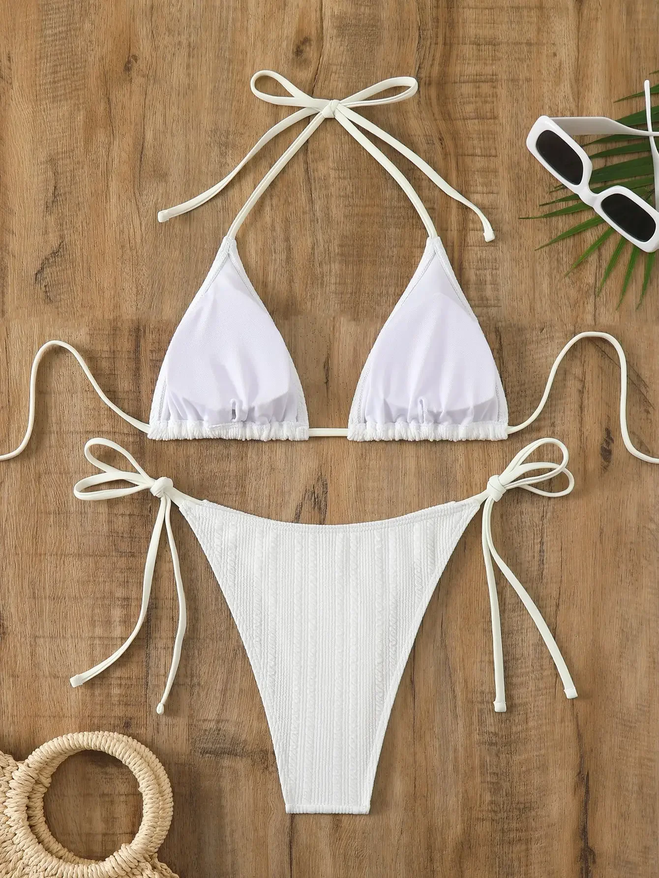 Sexy White String Bikini 2024 Women Swimsuit Female Swimwear Thong Bikinis Set Brazilian Beachwear Bathing Suit Triangle Biquini