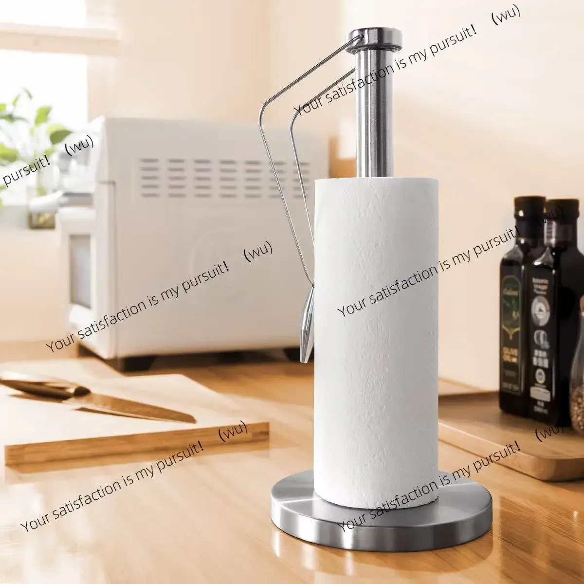 Stainless Steel Vertical Paper Towel Holder Stand for Home Kitchen Countertop Living Room Napkins Paper Roll Holder Storage Rack