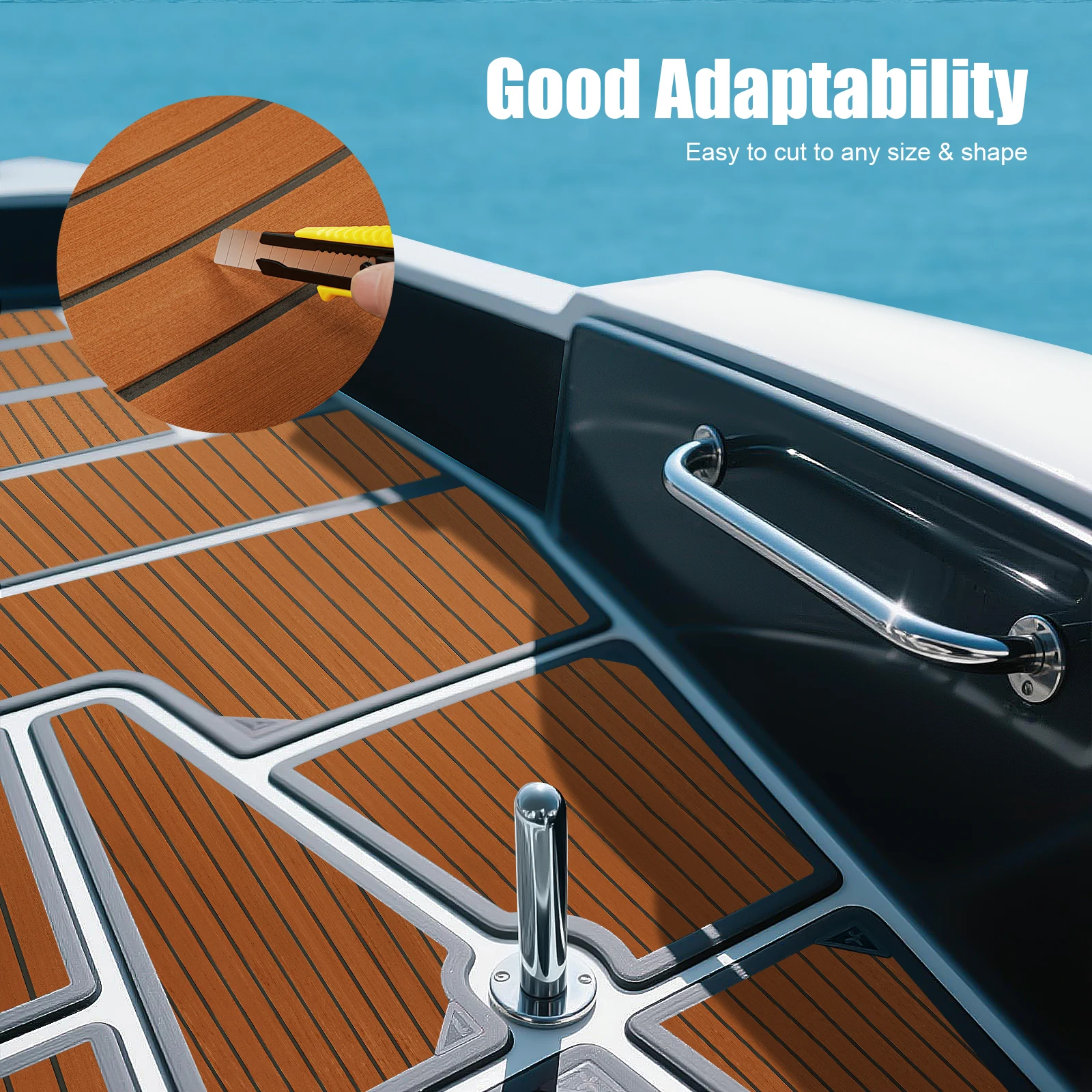 

35.4"x94.5" Teak Floor Mat Self-Adhesive EVA Foam Boat Marine Flooring Teak Decking Sheet Striped Yacht Mat