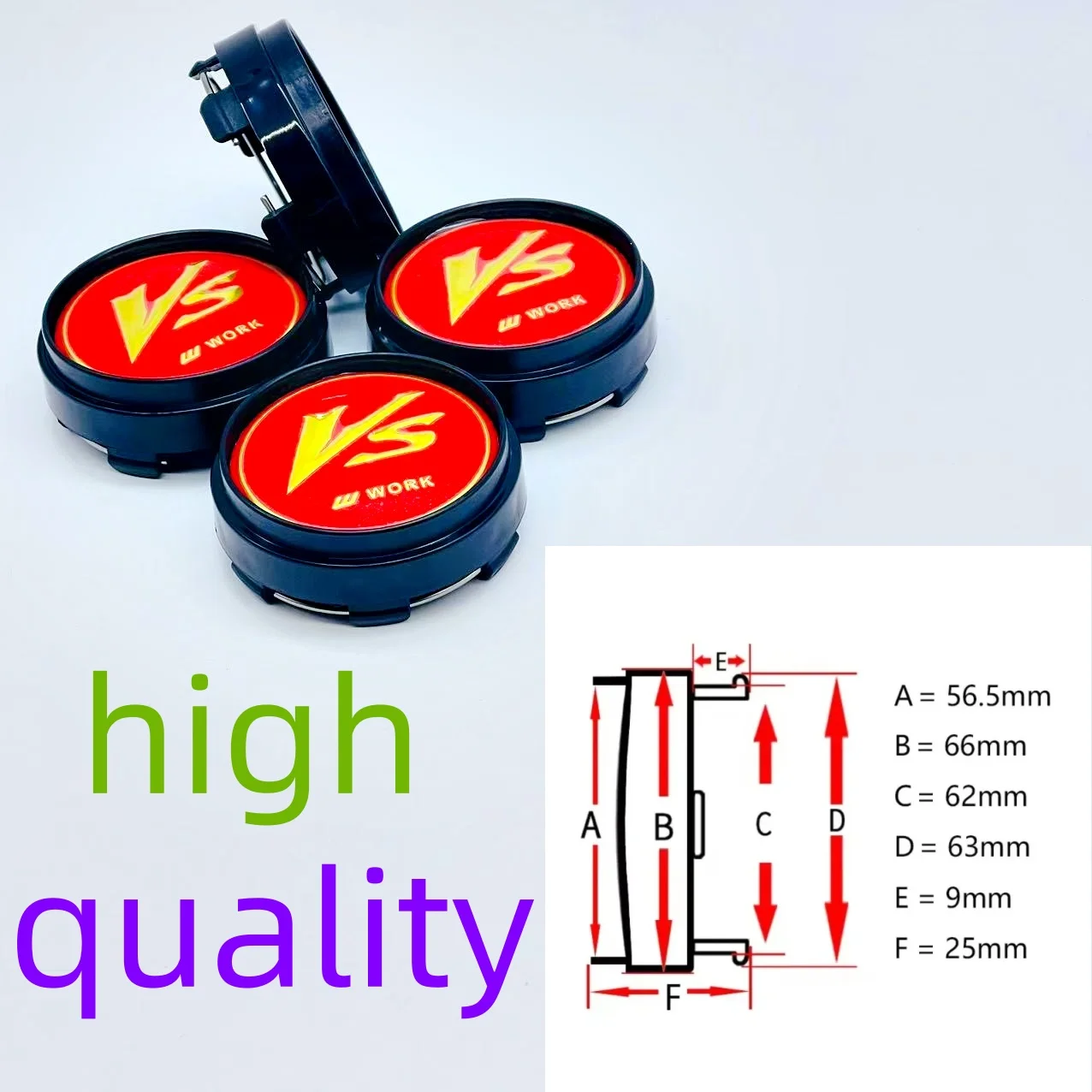 

New 4Pcs 66mm Car Wheel Center Cap Logo Hub Cover For VS W work Badge covers Emblem sticker Decals Styling accessories