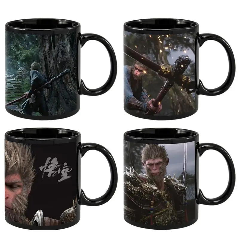 Monkey Coffee Cup Ceramic Coffee Cups Retro Black Mug Black Myth Wukong Ceramic Mug Black Monkey Kingg Wukong Mug Tea Cup