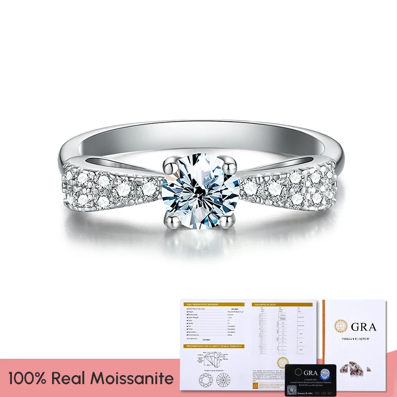 Stylever 0.5CT Luxury Moissanite Elegant Wedding Bow Knot Rings for Women 925 Sterling Silver Brilliant Diamond Bridal Jewelry