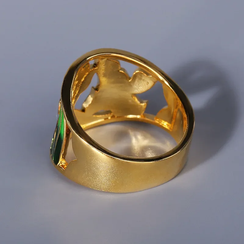 Women's Retro Hollow Flower Two-tone Enamel Ring, Engagement Gift
