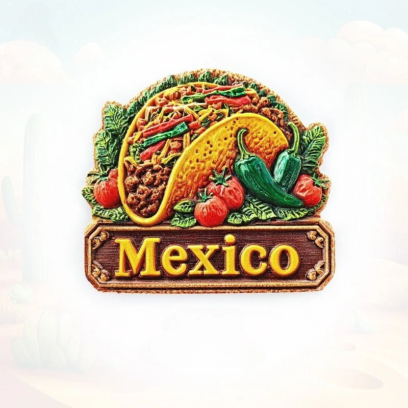 Mexican Taco Fridge Magnet - 3D Foodie Souvenir Colorful Street Food Decor Unique Latin America Gif