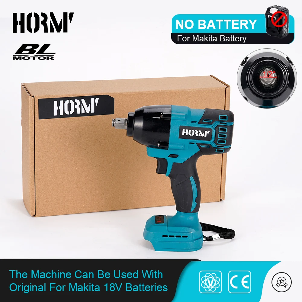 

Hormy Brushless Electric Impact Wrench 1/2 inch 600N.m Cordless Hand Drill Without Battery Repair Power Tool For Makita 18V