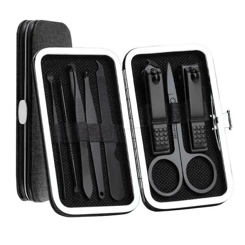 8PCS/Set Portable Manicure Gadget Set Stainless Steel Nail Care Tool Pedicure Scissor Tweezer Ear Pick Utility Nail Clipper Kits