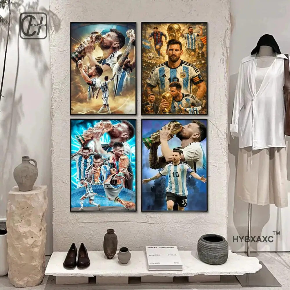Classic, Sports - Rionel Messi - Football, Wall Art, Canvas Print Poster, Home Living Room Bedroom Decor, Stadium Wall Art
