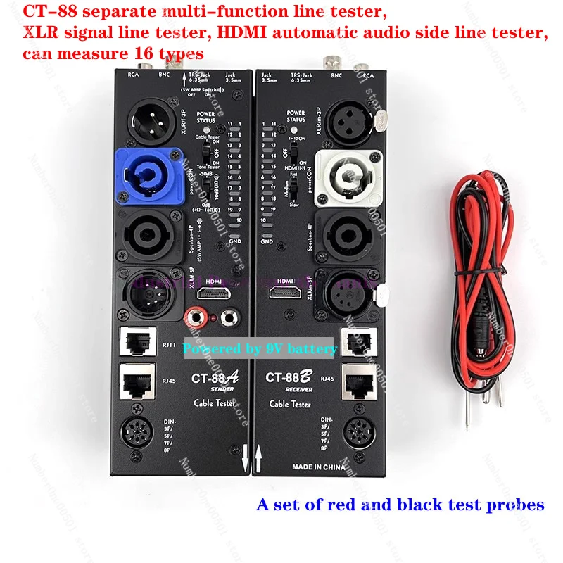 Separate Multifunctional Line Tester CT-88, XLR Signal Line Tester, HDMI Automatic Audio Side Line Tester, Can Measure 16 Types