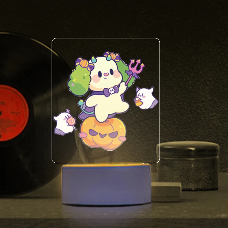 Spersonalizowana lampka nocna USB lampa stołowa LED kolorowy nadruk lampka nocna dla dzieci prezent biała podstawa lampka Halloween dekoracja