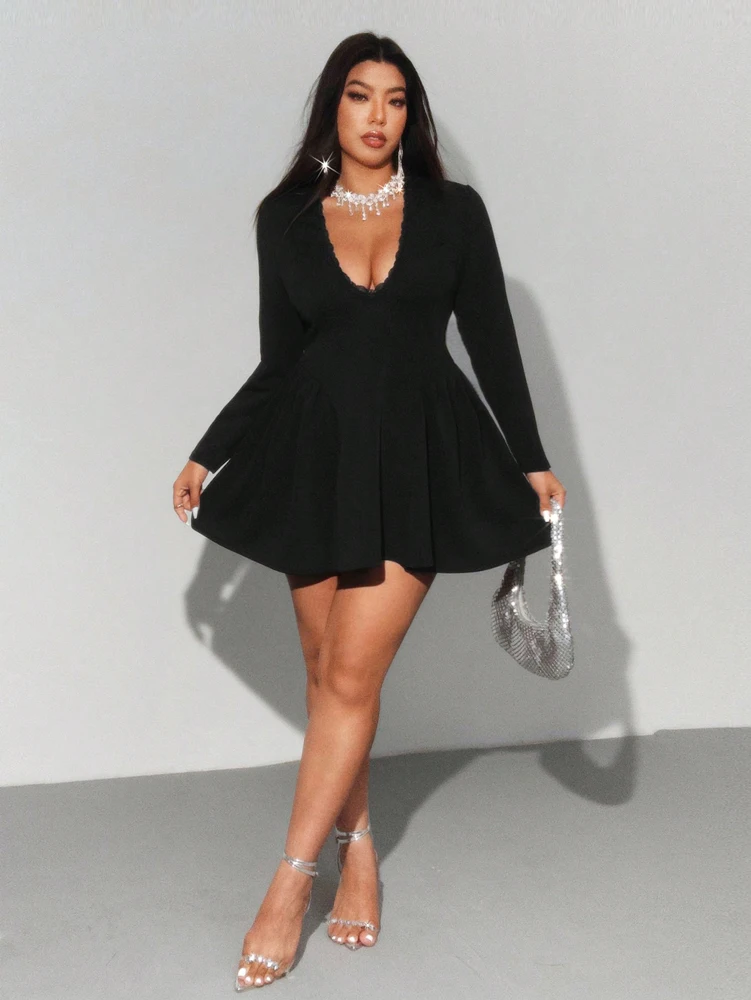 Sukienka koronkowa plus size, seksowna, elegancka suknia dla kobiet, duży rozmiar, odzież wierzchnia na imprezę, modna sukienka codzienna.