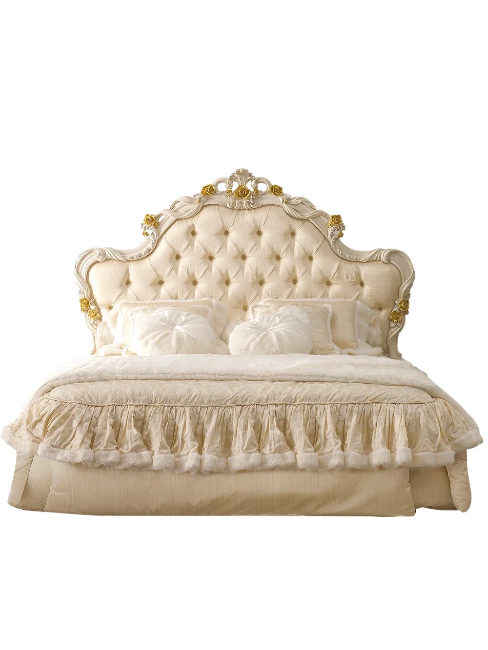 

Princess bed, European solid wood carved luxury bed, 1.8m double bed, master bedroom, princess bed, marriage bed