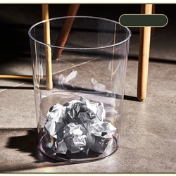 Clear Transparent Trash Can Compact Desktop Garbage Can Small Spaces Practical Waste Paper Storage Bucket Recycling Ice Bucket