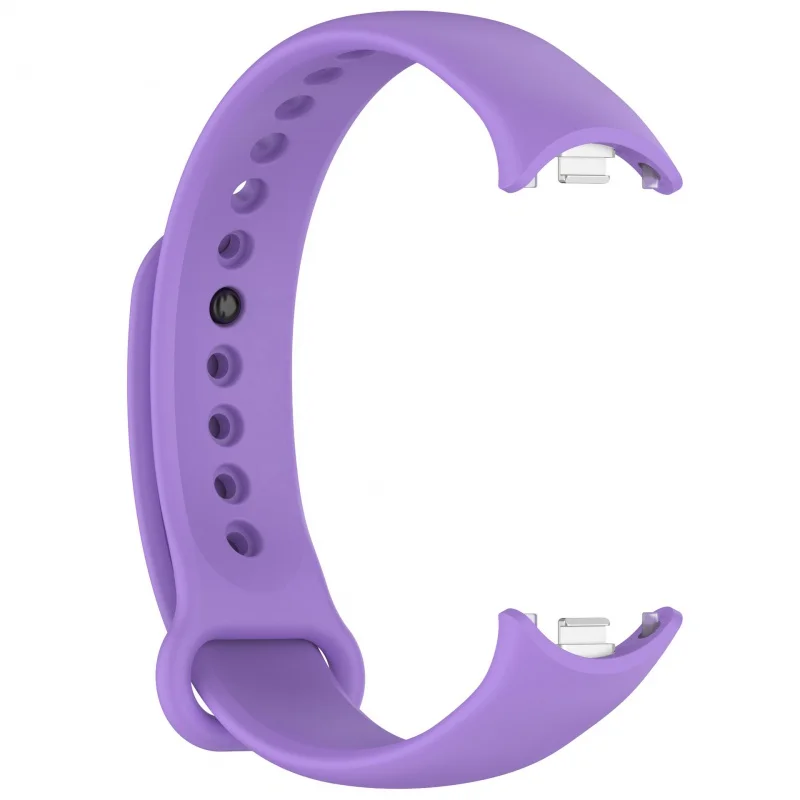 Ajustável Sport Pulseira para Xiaomi Mi Banda 8, Cor Sólida, Silicone, Conector de Metal, Alça Respirável, Pulseira, Pulseira