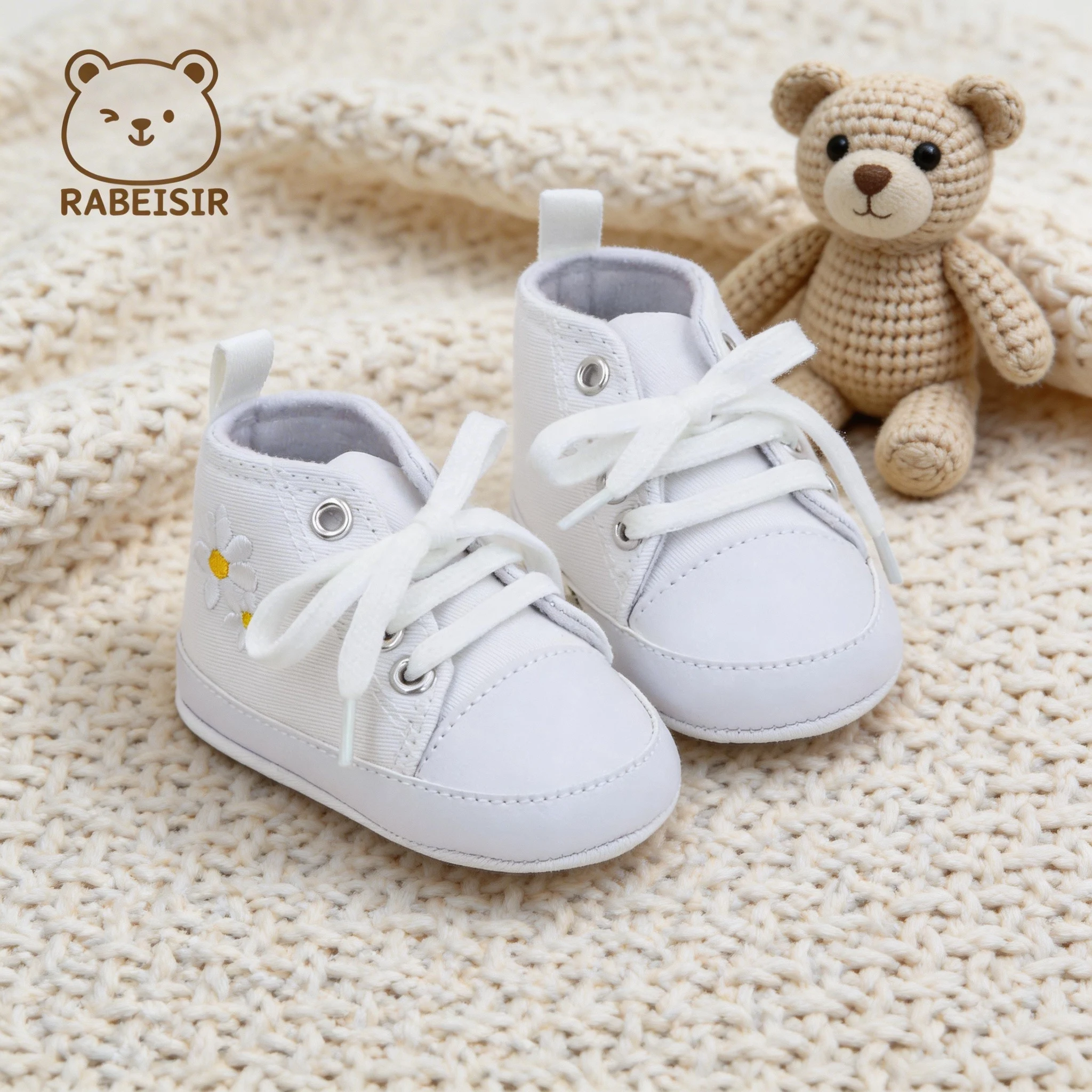 Frühlings- und Herbst-Kinderschuhe aus Segeltuch für 0-6-12-18 Monate, Babyschuhe mit Weicher Sohle, Rutschfest und Sicherer Absatz