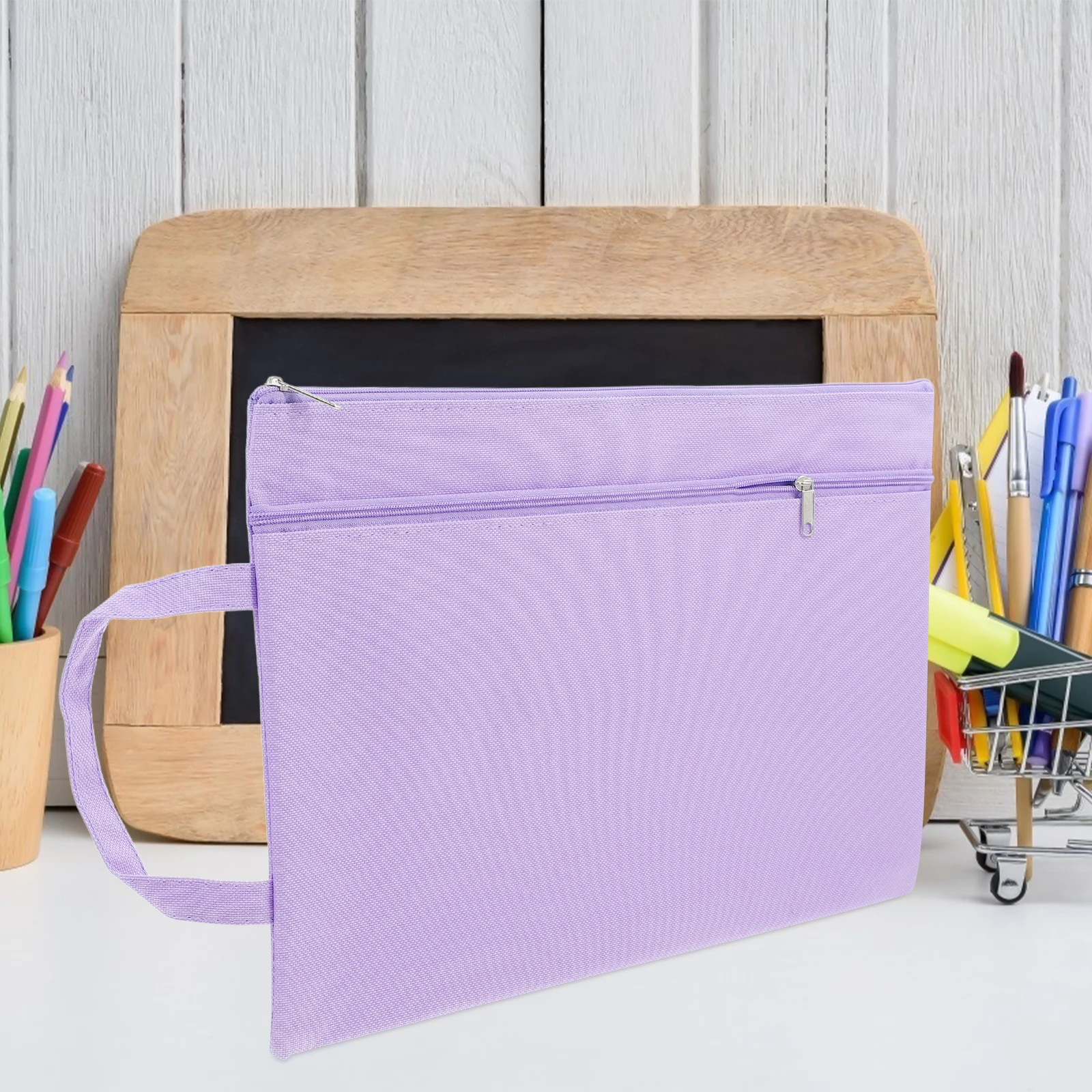 3 ชิ้น A4 กันน้ําขนาดใหญ่ความจุกระเป๋าซิป Oxford ผ้าแฟ้มกระเป๋าสําหรับ Office Study แบบพกพาจัดเก็บ