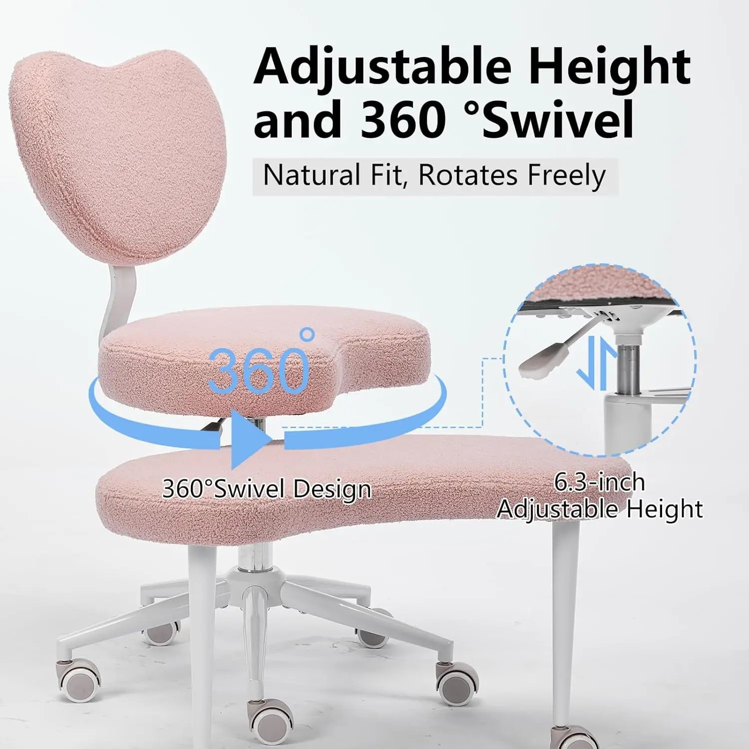 Cross Legged Office Chair With Wheels–360°Swivel Meditation Chair, Adjustable Height Yoga Office Chair For Adults,, Customized