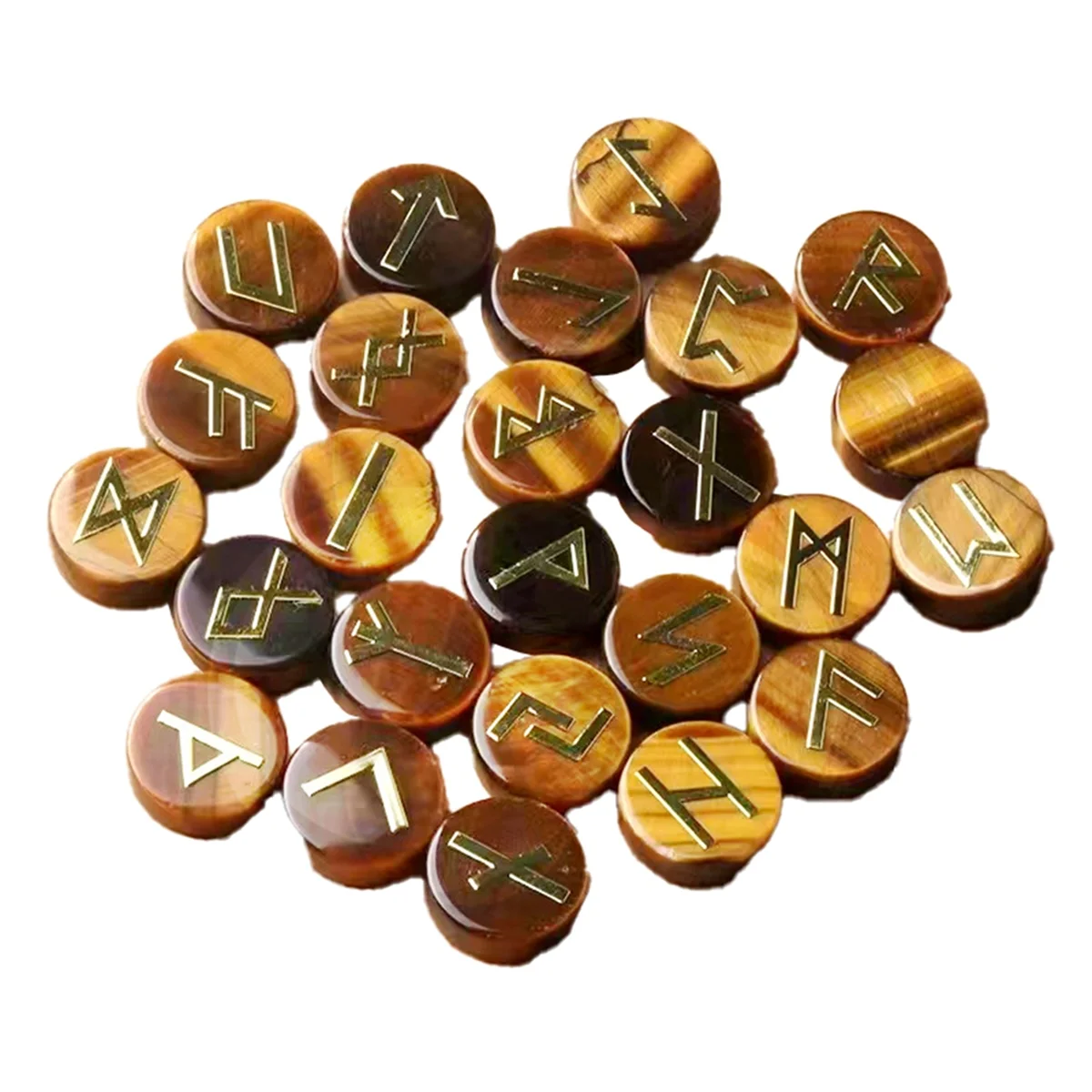 A72Z 25Pcs Jadestone Runes Set,Viking Rune Symbols for Divination & Fortune-Telling,Occult Supplies for Altar, Eye Stone