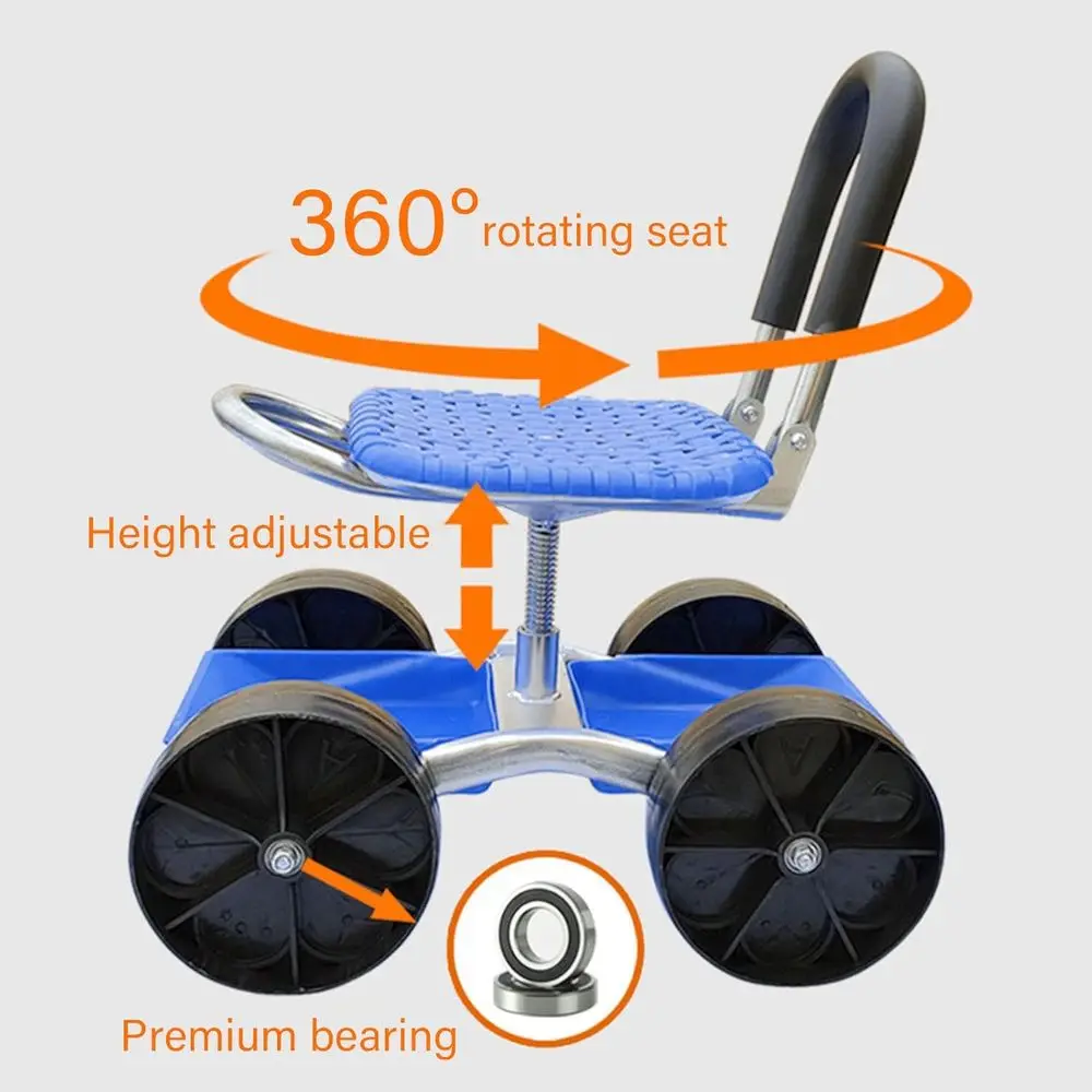 عربة مقعد البستنة ذات الارتفاع القابل للتعديل لمهام الزراعة والحفر والبستنة