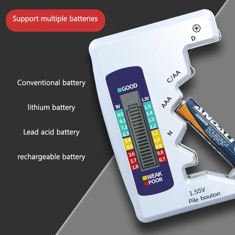 LCD Display High Accuracy Battery Power Fast Detector Support Multiple Batteries Tester