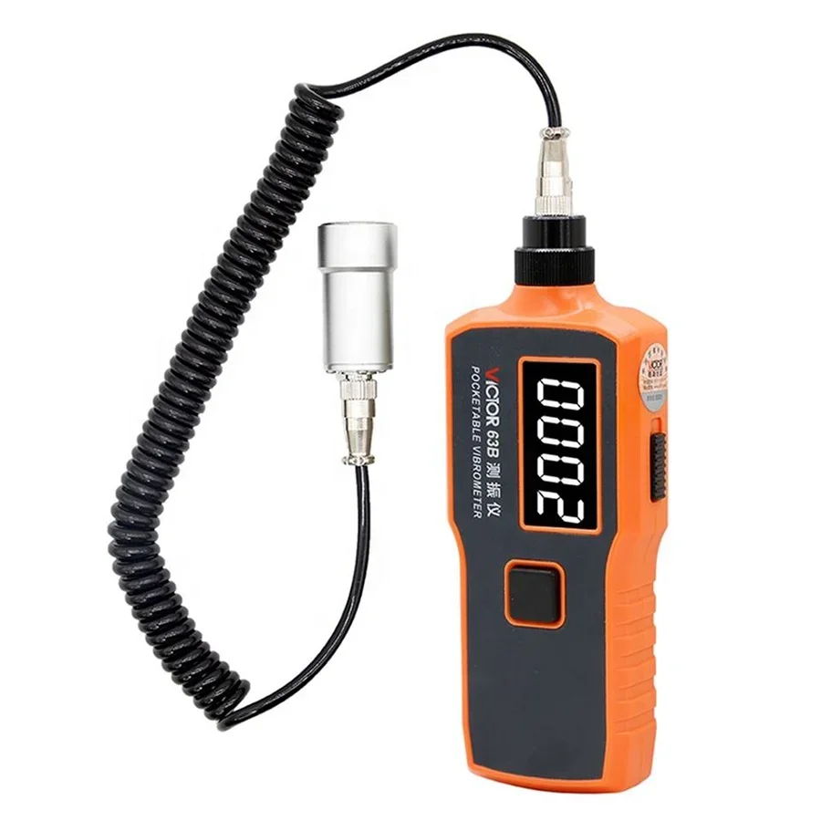 63B RuoShui Handheld 0~1999um  10 to 1000Hz with Magnetic Probe Portable vibrometro Vibrate Test Meter Vibration Meter