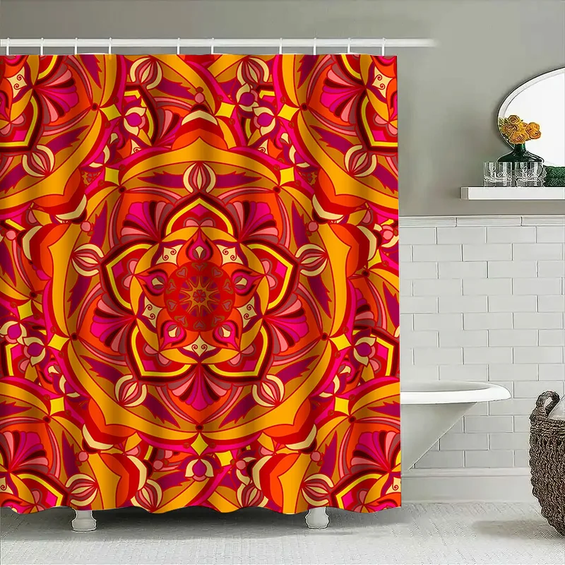 

Красочная занавеска для душа с мандалой, современный декор для ванной комнаты, принадлежности для украшения ванной комнаты, цветочный узор, ткань с принтом, водонепроницаемая комната D