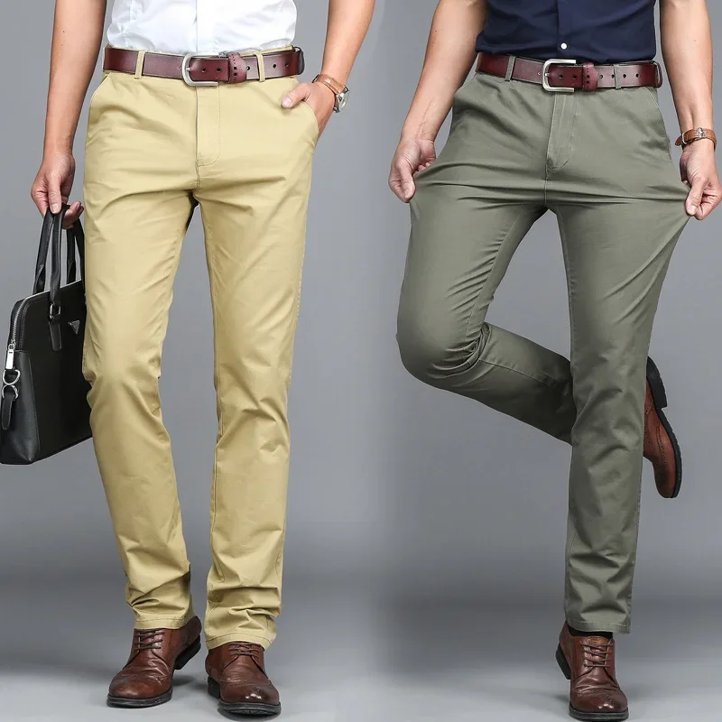 Spring Men Suit Pants Casual Office High Quality Cotton Trousers Business Pants for Men Wedding Party Dress Social Trousers